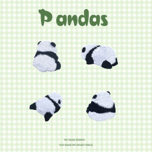 Black And White Panda Embroidery Fabric Stickers Cute Cartoon DIY Decorative Self Adhesive for Bags Journal Mobile Phone Clothes