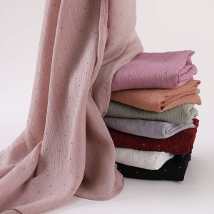 Jifang Sparkling Shimmer Silver Thread Starry Rhinestones Pleated Crinkle Wrinke Imitate Silk Shawl Scarf Pashmina Wedding Party Muslim Hijabs SL190