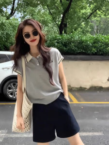 DUOFEIYAN | Áo Polo Knit Bạc Hà Tơ Tằm cho Phụ Nữ
