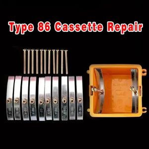 10 Set 86 Type Cassette Repair Steel Plates with Mounting Screws Universal Switch Socket Fixed Junction Box