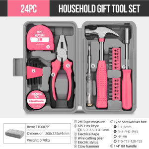 Hi-Spec | Hi-Spec 24pc Essential Home Tool Kit General Household Repair Hand Tool Set with Compact Storage Case for DIY Office Maintenance