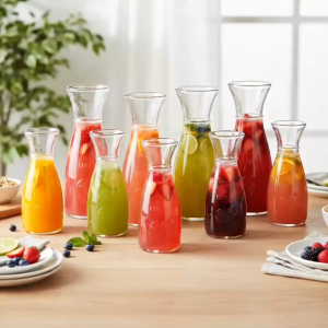 Combo 10 Bình Thủy Tinh Dáng Eo Nhỏ 350ml & Eo Lớn 500ml Đựng Nước Ép Sữa Hạt Decor Cao Cấp