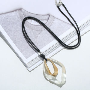 Vintage Simple Geometric Hollow Out Layered Pendant Long Necklace Casual Fashion Jewelry