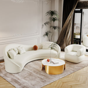 Accessible Luxury Curved Cat Scratch Leather Sofa Living Room Small Apartment Office Beauty Salon Clothing Store Sofa Rest Area Reception