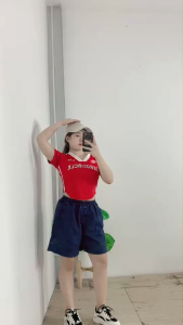 ชุดเซ็ตสไตล์อเมริกัน เสื้อครอปแขนสั้น ฟิตหุ่น ใส่สบาย ดูชิคและน่ารักทันสมัยทุกครั้ง