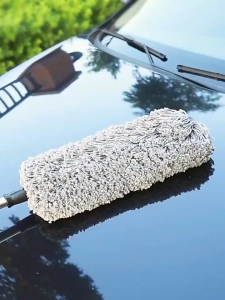 Car Cleaning Brush Car Duster Microfiber Retractable Long Handle Car Wash Cleaning Brush Wet and Dry Car Dusting Brush Waxing Dust Mop 75CM