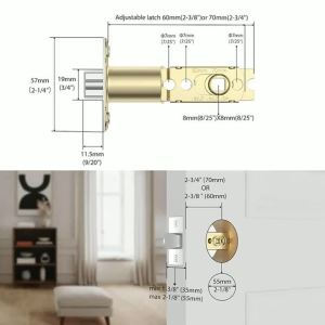 Fire Rated Tubular Mortice Door Latch Adjustable 60mm Or 70mm Zinc Alloy Stainless Steel Interior Door Lock For Room Doors