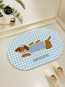 Cartoon Bathroom Absorbent Floor Mat Sausage Dog Soft Diatom Mud Mat Home Anti-Slip Mat Bathroom Entrance Quick Dry Foot Mat