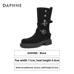 Daphne | Post-apocalyptic Style Mid-calf Boots Ankle-high Chunky Heeled Boots