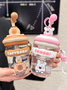 Cute Straw Cup Portable Stirring Cup High Aesthetic Value Summer Student Childrens Straw Cup Small And Convenient New 2025