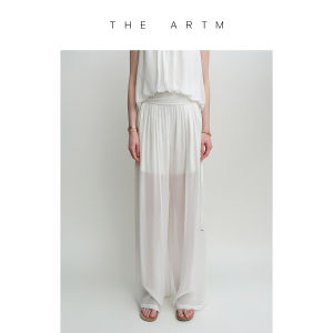Silk Translucent Low Waist Ruffled White Pants