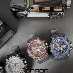 Sanda | Đồng Hồ Thể Thao Nam SANDA 3179 2023 Quân Đội Kỹ Thuật Số Chống Nước Bằng Nhựa Chronograph Màn Hình LED Đồng Hồ Đeo Tay Chống Sốc Dành Cho Nam