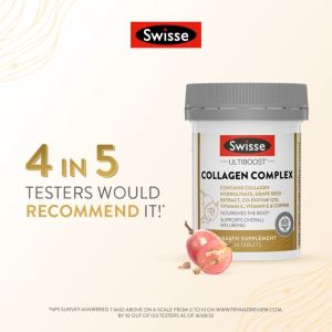 EXP 06/2028 Swisse Ultiboost Collagen Complex Tablets - Anti-Aging Skin Health Supplement with Grape Seed Extract & Co-Enzyme Q10 - 90 Tablets