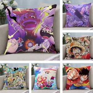 Bandai | One Piece Big Mom Yonko Anime Plush Pillow Cover Soft Short Plush Cushion Cover For Sofa Bedroom Home Decor Gift Decoration