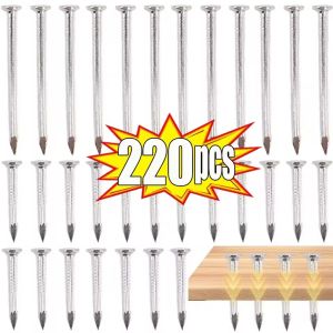 220PCS Round Head Steel Nail for Cement Wood Silver Heavy Duty Galvanized Roofing Felt Nails Rustproof Home Improvement Nails 25/50mm