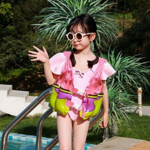 RUNVEX ชูชีพเป่าลม เสื้อชูชีพเด็ก ชูชีพเด็ก ชูชีพยาง รูปแบบการ์ตูน เสื้อกั๊กชูชีพแบบเป่าลม เหมาะสำหรับเด็กน้ำหนัก 10KG-40KG