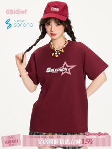 เสื้อยืดแขนสั้นพิมพ์ลายตัวอักษรสไตล์ย้อนยุคสำหรับผู้หญิง Gbiaior ฤดูร้อนใหม่ ทรงหลวม คอตตอน ความรู้สึกระบายอากาศได้ดี