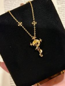 Gold Cross Staff Pendant Iris Flower Necklace Unique Design Sensation Snake Year 2025 New Fashion Jewelry Accessory for Women