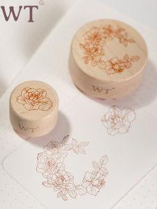 WT Brand Original Summer Flower Set Wooden Seal Retro Plant Flower Garland Journal Decoration Ins Fresh