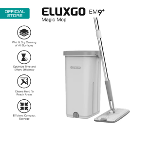 ELUXGO EM9+ 2-In-1 Magic Mop with Bucket -Self-Wash & Squeeze Dry | 360° Rotation | Lightweight (7L)