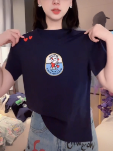 Casual Style round Neck Short Sleeve Embroidered T-Shirt Womens Fashion Brand Snoopy Summer New Arrival Slimming Top