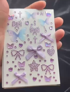 New Aurora butterfly pita dekorasi wajah stiker berlian / perekat diri anak-anak panggung wajah super flash makeup