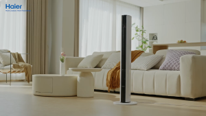 Haier Electric Tower Fan with LED Touch Control 15H Timer Cooling Stand Fan HSF-ED1102(W)