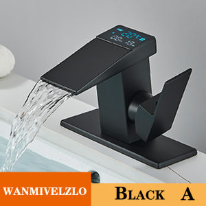 Smart Digital Display Basin Sink Faucet Hot Cold Water Temperature LED  Washbasin Waterfall Taps Bathroom Deck Mixers