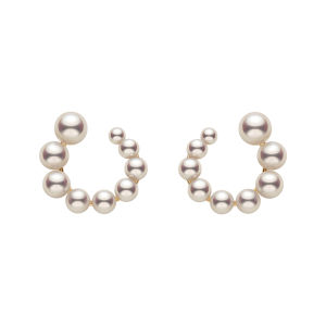 Helas | Flowing Nucleated Freshwater Pearl Curved 14K Gold Track Earrings