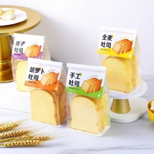 Bakery Grade Toast Slice Packaging Bag with Window Red Bean Paste Bread Wire Edge Stand up Bag Food Grade Kitchen Cooking Tool