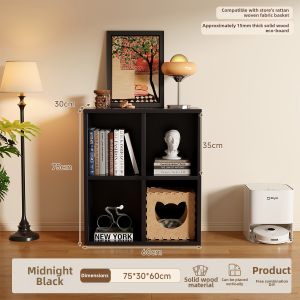 Black Storage Rack Grid Cabinet Bookshelf Shelving Unit