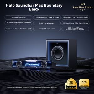Edifier | Edifier Halo Soundbar Max Bluetooth Speaker with RGB Lighting for Gaming And Music Desktop Multimedia Wood Body 2.1 Channels