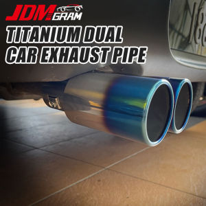 JDMGRAM 63mm Titanium Car Dual Exhaust Pipe Stainless Steel Exhaust Muffler Tip End Tail Pipe Universal Racing Modified Tailpipe Automobile Accessories