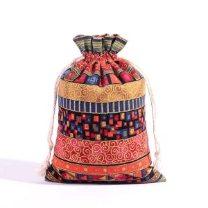 10 Chiếc Bohemian Cotton Túi Đựng Trang Sức 10x14cm Dân Tộc Sọc Bộ Lạc Dây Rút Túi Cho Xmas Dự Tiệc Quà Tặng Bảo Quản Trang Sức