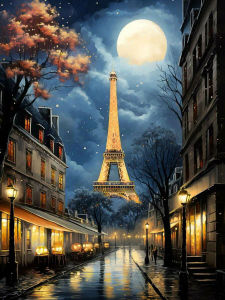 Tranh Thêu Kim Cương Huacan - Tháp Eiffel Trong Đêm Mưa Tranh Ghép Toàn Bộ Tranh Phong Cảnh Mảnh Ghép Nhựa Phong Cách Hiện Đại Bộ Dụng Cụ Thêu Chữ Thập