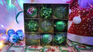 9PCS/8CM Christmas Tree Balls 3 Styles XMAS Ornaments Shatterproof Hanging Balls Big Size Decors