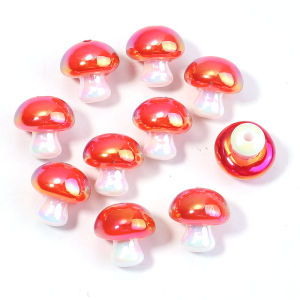 ลูกปัดอะคริลิกรูปสตรอว์เบอร์รี่ 5-10 ชิ้น/ล็อต ลูกปัดการ์ตูนสี AB ลูกปัดเห็ด 3 มิติ ลูกปัดเว้นวรรคแบบหลวม สำหรับทำเครื่องประดับ DIY ต่างหู