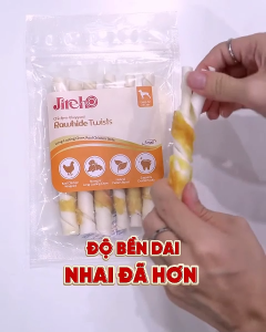 Snack cho chó Jireho Thanh da bò xoắn quấn gà