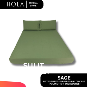 HOLA Bedsheet | Printed Cotton | Full Garter Fitted Sheet + 2 Zippered Pillowcase - Bright Colors