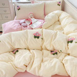 Kiss Dear | Cute Cartoon 100% Cotton Child-friendly Bedding Set Cream Style