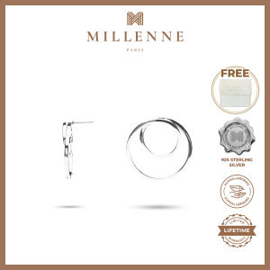MILLENNE Minimal Double Circles Silver Stud Earrings with 925 Sterling Silver (MLP-01)