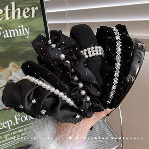 Black Retro Hairband Womens Style Folded Top Hair Clip Heightening Headband Pressed Hair Bundle Fashionable Small Face Effect