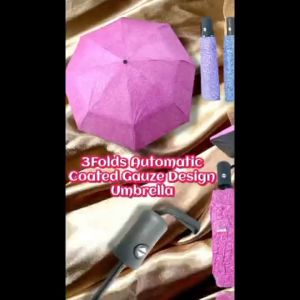 (ELLA SHOP) 3 folds Automatic printed coated new design umbrella with uv sun/rain protect