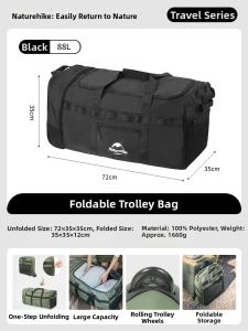 NatureHike | Folding Wheeled Storage Bag for Outdoor Camping Gear Large Capacity