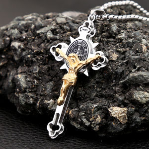 Vintage Christian Jesus Cross Pendant Necklace Mens Stainless Steel Religious Jesus Necklaces Prayer Baptism Jewelry Wholesale