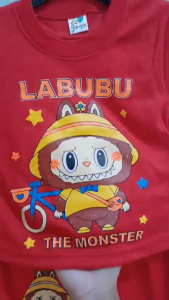Setelan Baju Bayi Anak Laki-Laki Motif Karakter Kartun Labubu Usia 3-15 Bulan