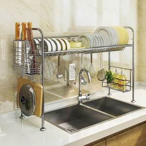 304 Stainless Steel Kitchen Sink Disinfecting Rack Multi-Function Storage Shelf for Bowls And Utensils Drain Water Rack