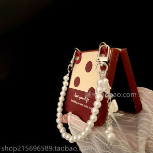 Red Polka Dot Pearl Wristband Huawei Pocket2 Phone Case Honor Vflip Samsung ZFlip6/5/4/3 Protective Cover Foldable Screen Xiaomi Mixflip Motorola 50 Ultra