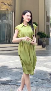 [Voucher 15% MOV 199K cap 100K Đầm nữ HeraDG thiết kế dáng suông tay bèo thắt đai eo chất liệu Recycle SDCBC3007