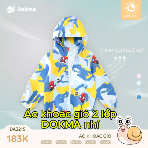 DA3215 Áo khoác gió thu đông 2 lớp mềm mịn cho bé trai - bé gái DOKMA (9-48m)